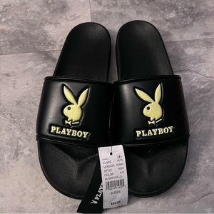 Playboy By PacSun Slides Men’s Black Yellow Size 9 NWT